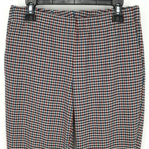 J Jill Dress Pants Petites 4P Red Blue Houndstooth Stretch Pull On Office Career - Picture 5 of 13